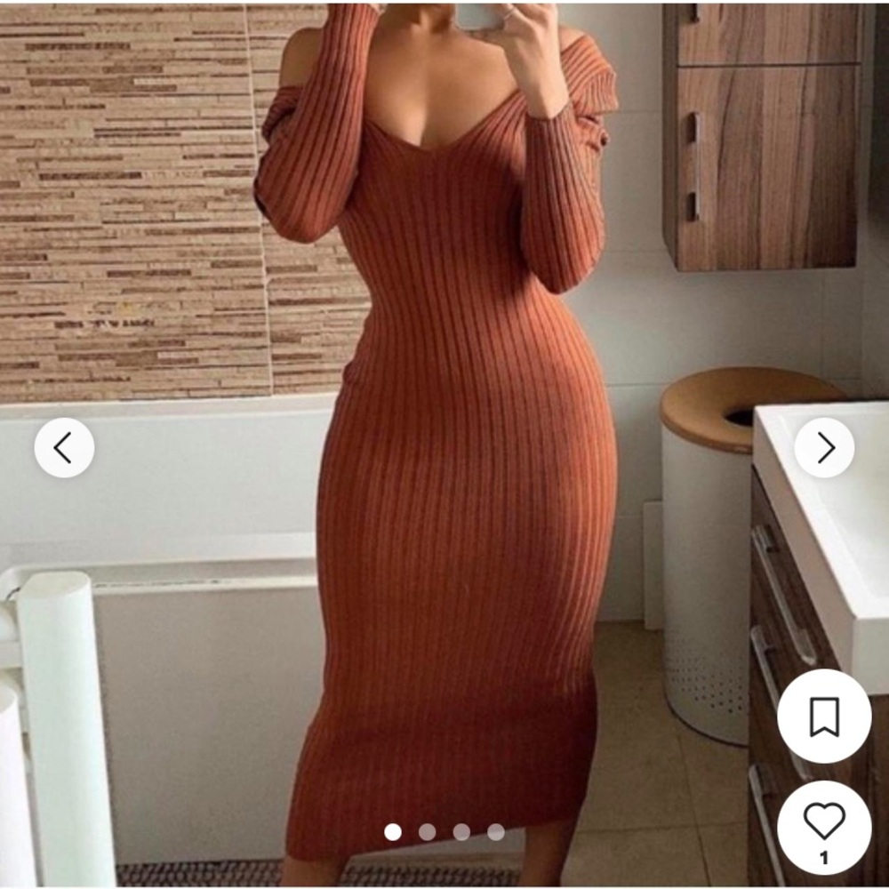 Hera Collection Rust Long Sleeve Dress